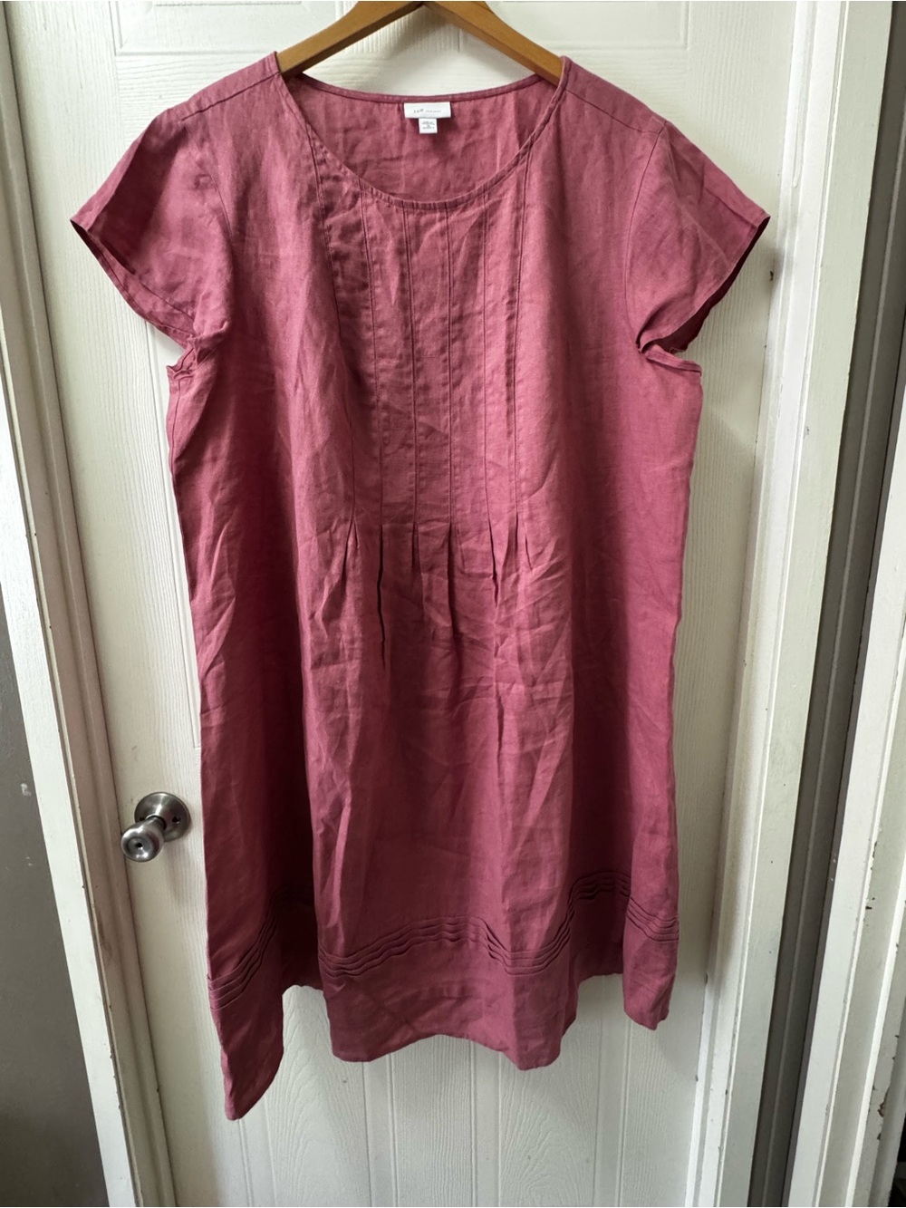 J. Jill Mauve Pink Short Sleeve Pintuck Cotton Dress